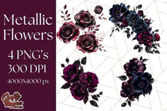 Gothic Floral PNG, Dark Aesthetic Flowers Clipart Print Product Image 1