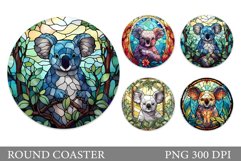Stained Glass Koala Coaster. Koala Round Coaster Sublimation Product Image 1
