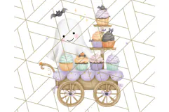 Pastel Halloween Town PNG Clipart, Spooky Shops & Homes Png Product Image 2