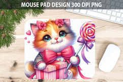 Watercolor Cat Mouse Pad Sublimation - Valentines PNG Product Image 1