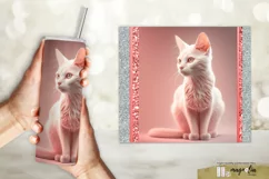 PINK CAT tumbler wrap sublimation design png Product Image 2