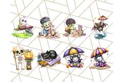 Summerween Beach Party Clipart PNG, Halloween Beach Art Product Image 2