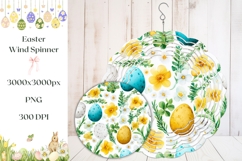 Easter Eggs Wind Spinner PNG, Floral Wind Spinner Template Product Image 1