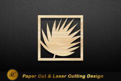Wood Palm Leaf Square Design cutout Laser cut Product Image 1