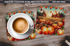 Pumpkin Coaster Sublimation, Halloween Coaster PNG Design Product Image 1