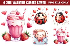 Cute Valentine Kawaii Clipart PNG Product Image 1