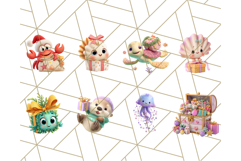3D Under the Sea Christmas Clipart, Ocean Life Christmas PNG Product Image 6