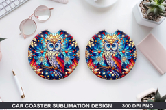 Owls Car Coaster Sublimation, 4th Of July Coaster PNG Product Image 1