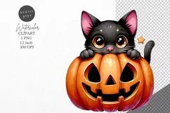 Halloween clipart, Black cat clipart, Autumn clipart Product Image 1