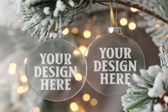 Christmas Acrylic Ornament Mockups | Round Clear Acrylic Orn Product Image 1
