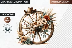 Wheel Clipart, Rustic Western clipart, western Sublimation Product Image 1