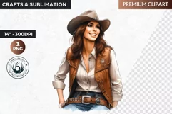 Cowgirl Clipart, Rustic Western clipart, western Sublimation Product Image 1