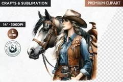 Cowgirl Clipart, Rustic Western clipart, western Sublimation Product Image 1