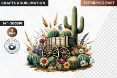 Cactus Clipart, Rustic Western clipart, western Sublimation Product Image 1