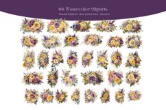 66 Yellow, Purple and Pink Watercolor Flowers Clipart PNG Product Image 3
