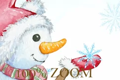 Snowman Watercolor Winter Scene PNG, Winter poster Designs D Product Image 4