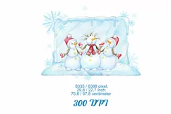 Snowman Watercolor Winter Scene PNG, Winter Sublimaton Desig Product Image 2
