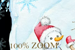Snowman Watercolor Winter Scene PNG, Winter Sublimaton Desig Product Image 4
