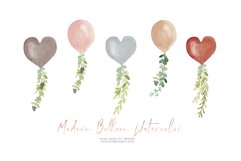 TERRACOTA Balloon watercolor clipart, Boho Floral balloon Product Image 1