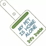 ITH Pet Home Alone Key Fob with Pocket - Snap Tab Machine Embroidery Product Image 2