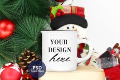Christmas Camping mug mockup PSD, Full wrap camping mug mock Product Image 1