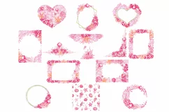 watercolor clipart, pink, coral, starfish, jellyfish, seashe Product Image 2