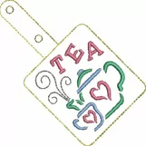 ITH Just Tea Vinyl Key Fob or Bag Tag - Snap Tab Machine Embroidery Product Image 2