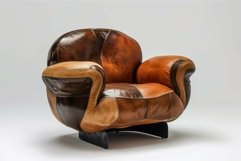 Modern patchwork leather armchair standing on white backgrou Product Image 1
