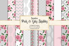 Pink and Gray Shabby Digital Paper Product Image 1