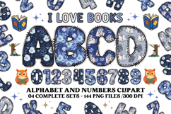 I Love Books Alphabet Clip Art - Book Lover letters doodle Product Image 1