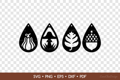 Teardrop Fall Earrings SVG - Pumpkin, Mushroom, Leaf, Acorn Product Image 2
