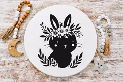 Cute Baby bunny with flower wreath SVG, EPS, PNG. Product Image 3