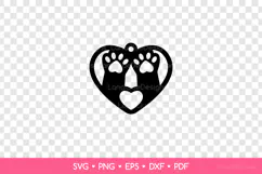 Cute Pet Paws with Heart Earrings SVG, Animal Lover Jewelry Product Image 2