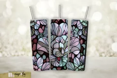 STAINED GLASS FLORAL sublimation tumbler wrap design png Product Image 1