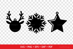 Christmas Shaped Gift Tags SVG - Deer, Snowflake and Star Product Image 2