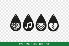 4 Teardrop Heart Earrings SVG Laser Cut, Valentine's Day SVG Product Image 2