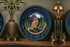 Owl Forest Shadow Box 3D Paper Cut Design Product Image 2