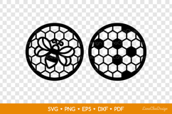 2 Bee and Honeycomb Decorative Round Coasters SVG Laser Cut Product Image 2