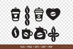8 Coffee Earrings SVG Bundle, Coffee Jewelry Template Product Image 2