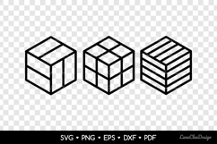 3 Geometric Cube Coasters SVG, Abstract Laser Cut Template Product Image 2