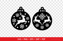 Round Christmas Ornaments with Reindeer SVG Laser Cutting Product Image 2
