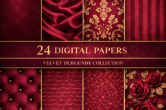 Velvet Burgundy Digital Papers, 24 Luxury Red Backgrounds Product Image 1