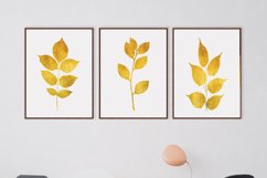 Gold Leaf Prints, Gold Print Set, Gold Botanical Prints Product Image 2