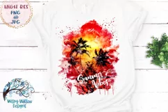 Watercolor Summer Vibes Sunset | PNG and JPG | Sublimation Product Image 3