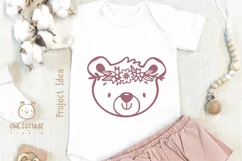 Little Bear with Flowers Crown Svg , Baby Bear Cut File, Ted Product Image 5