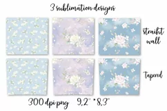 Delicate Flowers sublimation design. Skinny tumbler wrap Product Image 6