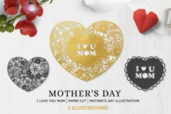 Mother's Day - I love you Mom - Layered Papercut Template Product Image 1