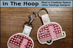 ITH Tiny Camper with Hearts Vinyl Key Fob or Bag Tag - Snap Tab Machine Embroidery Product Image 1
