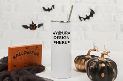 20oz tumbler mockup Halloween skinny tumbler mock up Product Image 1