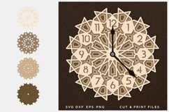 Wall Clock SVG, Cut file Mandala, Cut multilayer Mandala, 3D Product Image 1